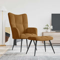 Relaxsessel mit Hocker Braun Samt
