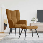 Relaxsessel mit Hocker Braun Samt