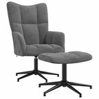 Relaxsessel mit Hocker Dunkelgrau Samt