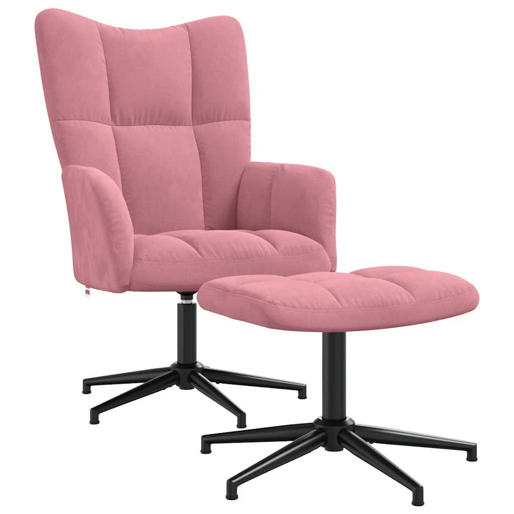 Relaxsessel mit Hocker Rosa Samt