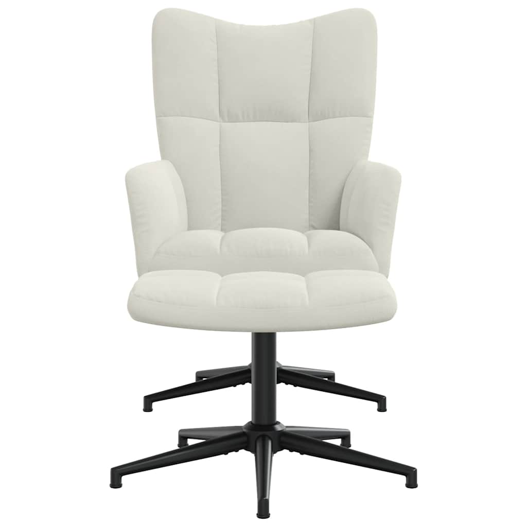 Relaxsessel mit Hocker Cremeweiß Samt