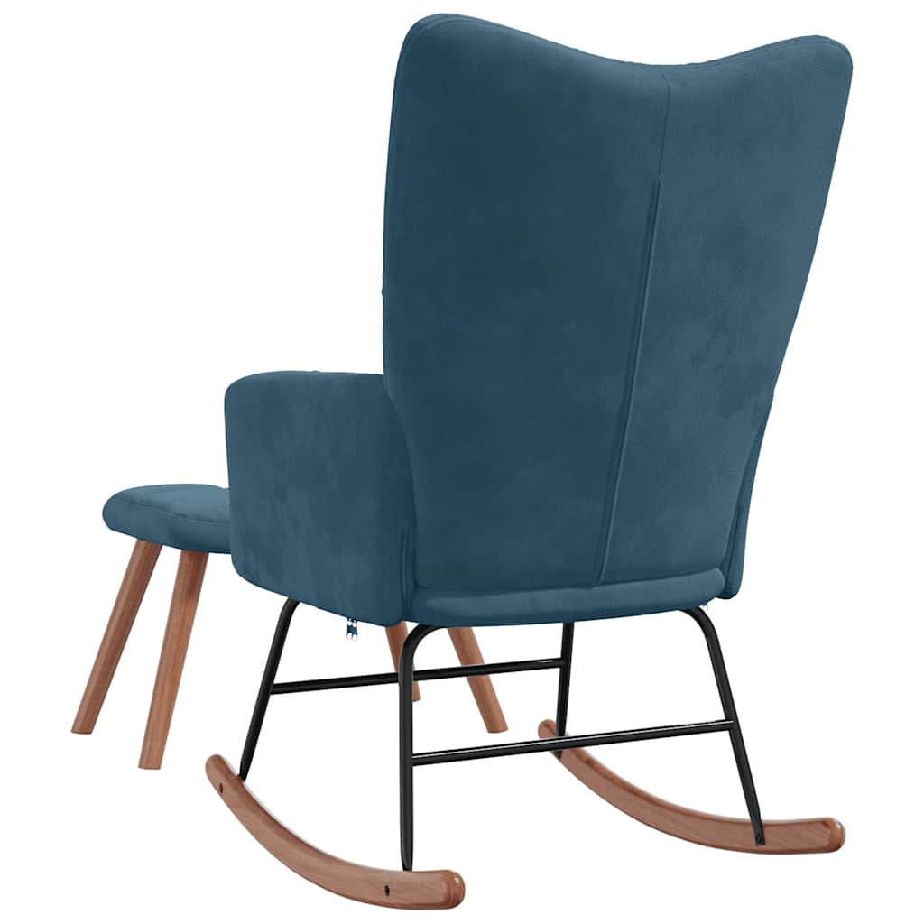 Schaukelstuhl mit Hocker Blauer Samt