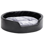 Hundebett Schwarz-Grau 69x59x19 cm Plüsch und Kunstleder