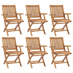Klappbare Gartenstühle 6 Stk. Massivholz Teak