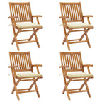 Klappbare Gartenstühle mit Kissen 4 Stk. Massivholz Teak