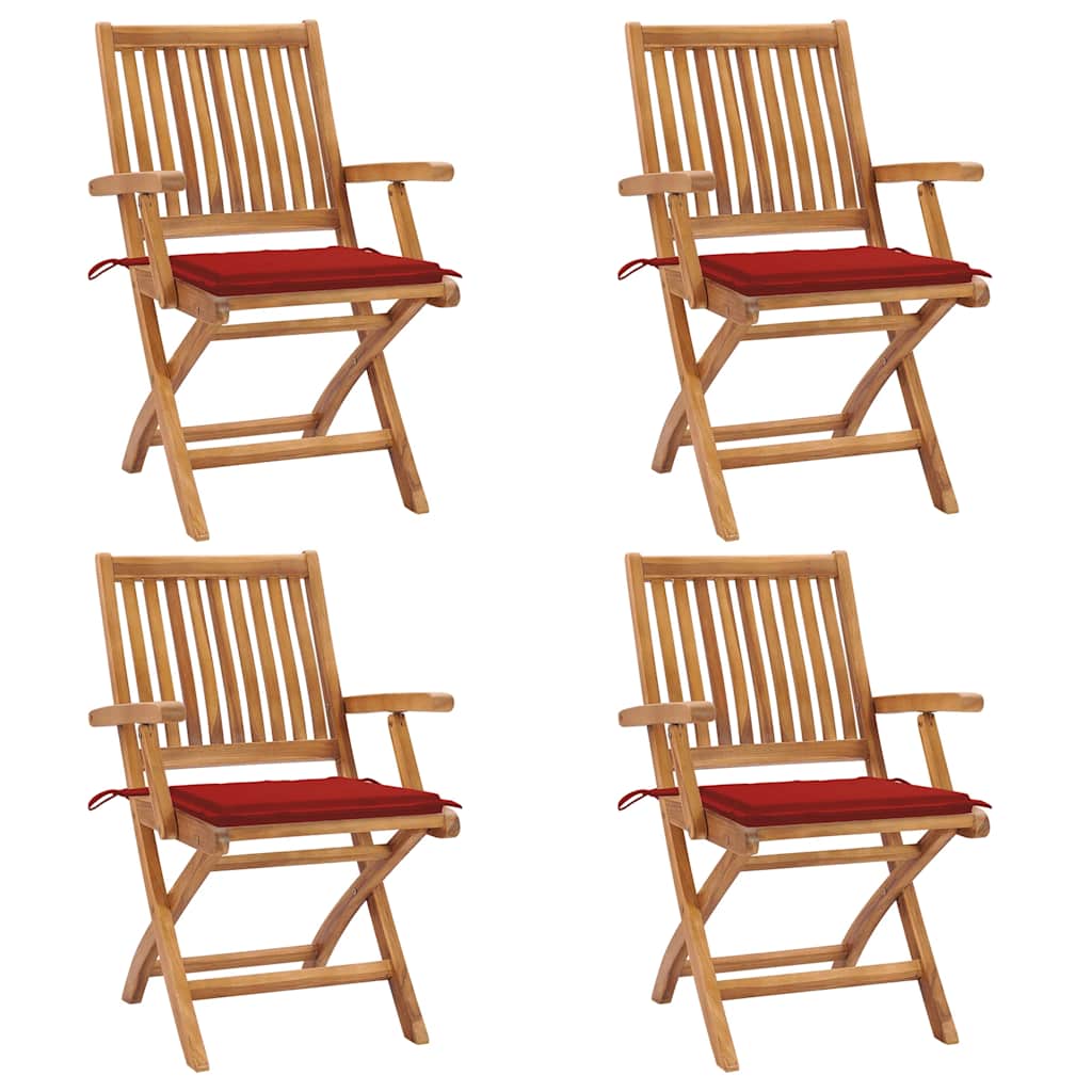 Klappbare Gartenstühle mit Kissen 4 Stk. Massivholz Teak