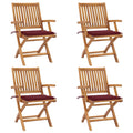 Klappbare Gartenstühle mit Kissen 4 Stk. Massivholz Teak