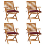 Klappbare Gartenstühle mit Kissen 4 Stk. Massivholz Teak