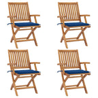 Klappbare Gartenstühle mit Kissen 4 Stk. Massivholz Teak