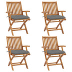 Klappbare Gartenstühle mit Kissen 4 Stk. Massivholz Teak
