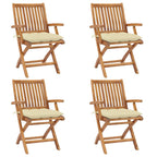 Klappbare Gartenstühle mit Kissen 4 Stk. Massivholz Teak