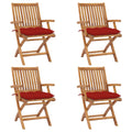 Klappbare Gartenstühle mit Kissen 4 Stk. Massivholz Teak