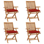Klappbare Gartenstühle mit Kissen 4 Stk. Massivholz Teak