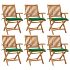 Klappbare Gartenstühle mit Kissen 6 Stk. Massivholz Teak