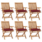 Klappbare Gartenstühle mit Kissen 6 Stk. Massivholz Teak