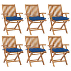 Klappbare Gartenstühle mit Kissen 6 Stk. Massivholz Teak