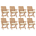 Klappbare Gartenstühle mit Kissen 8 Stk. Massivholz Teak