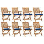 Klappbare Gartenstühle mit Kissen 8 Stk. Massivholz Teak