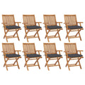 Klappbare Gartenstühle mit Kissen 8 Stk. Massivholz Teak