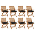 Klappbare Gartenstühle mit Kissen 8 Stk. Massivholz Teak