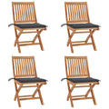 Klappbare Gartenstühle mit Kissen 4 Stk. Massivholz Teak