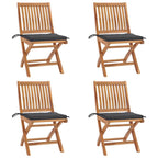 Klappbare Gartenstühle mit Kissen 4 Stk. Massivholz Teak