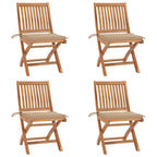 Klappbare Gartenstühle mit Kissen 4 Stk. Massivholz Teak