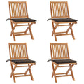 Klappbare Gartenstühle mit Kissen 4 Stk. Massivholz Teak