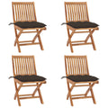 Klappbare Gartenstühle mit Kissen 4 Stk. Massivholz Teak