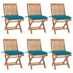 Klappbare Gartenstühle mit Kissen 6 Stk. Massivholz Teak