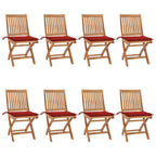 Klappbare Gartenstühle mit Kissen 8 Stk. Massivholz Teak
