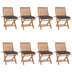 Klappbare Gartenstühle mit Kissen 8 Stk. Massivholz Teak