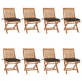 Klappbare Gartenstühle mit Kissen 8 Stk. Massivholz Teak