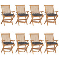 Gartenstühle mit Anthrazit Kissen 8 Stk. Massivholz Teak