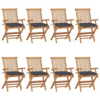 Gartenstühle mit Anthrazit Kissen 8 Stk. Massivholz Teak