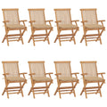 Gartenstühle mit Beigen Kissen 8 Stk. Massivholz Teak