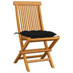 Gartenstühle mit Schwarzen Kissen 8 Stk. Massivholz Teak