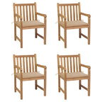 Gartenstühle 4 Stk. mit Beigen Kissen Massivholz Teak