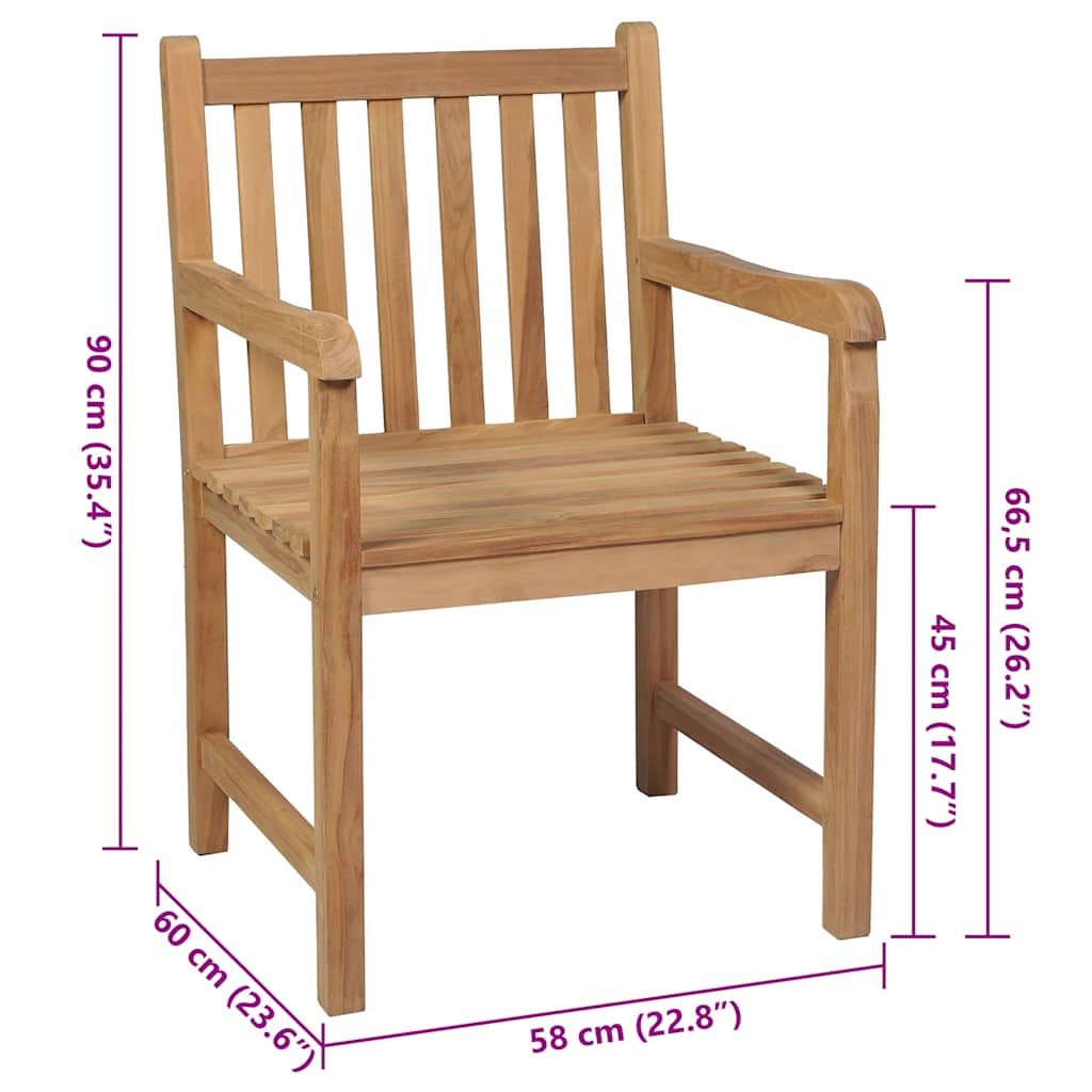Gartenstühle 4 Stk. mit Roten Kissen Massivholz Teak