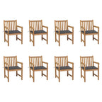 Gartenstühle 8 Stk. mit Anthrazit Kissen Massivholz Teak