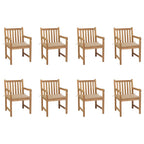 Gartenstühle 8 Stk. mit Beigen Kissen Massivholz Teak