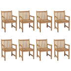 Gartenstühle 8 Stk. mit Cremeweißen Kissen Massivholz Teak