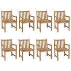 Gartenstühle 8 Stk. mit Grünen Kissen Massivholz Teak