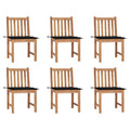Gartenstühle 6 Stk. mit Kissen Massivholz Teak