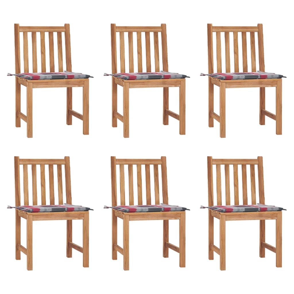 Gartenstühle 6 Stk. mit Kissen Massivholz Teak