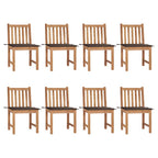 Gartenstühle 8 Stk. mit Kissen Massivholz Teak