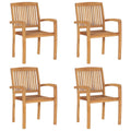 Stapelbare Gartenstühle 4 Stk. Massivholz Teak