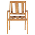 Stapelbare Gartenstühle mit Kissen 4 Stk. Massivholz Teak
