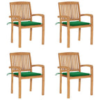 Stapelbare Gartenstühle mit Kissen 4 Stk. Massivholz Teak
