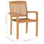 Stapelbare Gartenstühle mit Kissen 4 Stk. Massivholz Teak